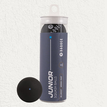 Raquex Junior squash balls, blue dot, tube of 3
