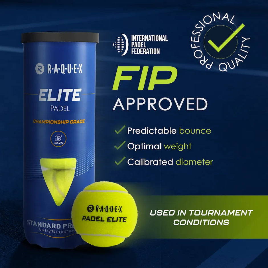 Balles de padel Raquex Elite FIP – Tube de 3 balles