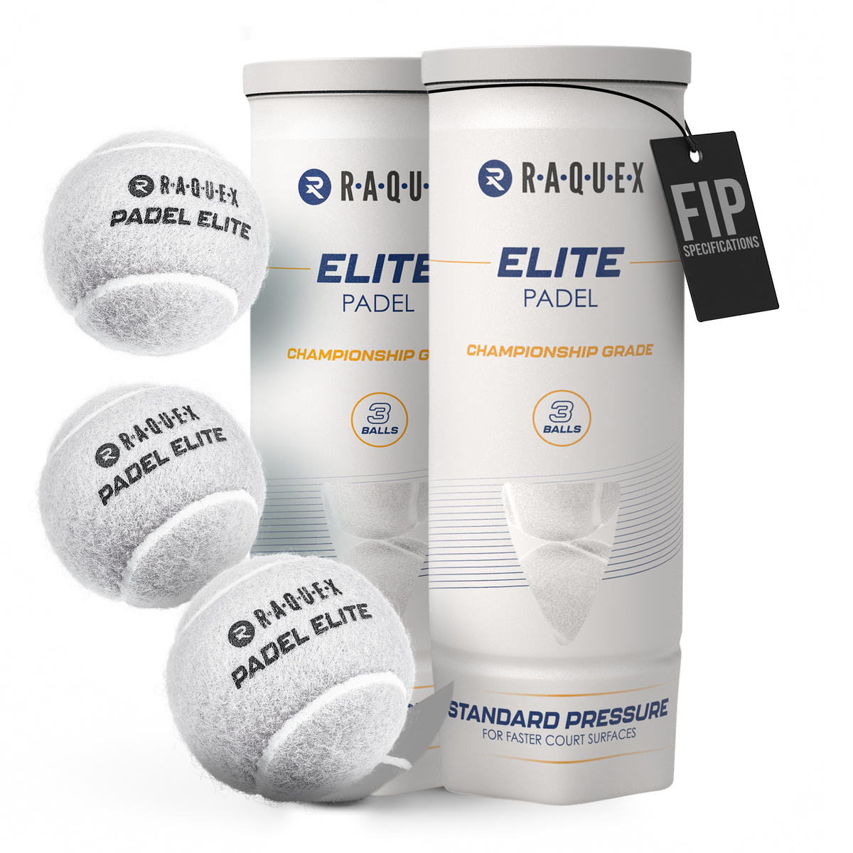 Pelotas de Pádel Raquex Elite Blancas – Caja de 40 Botes