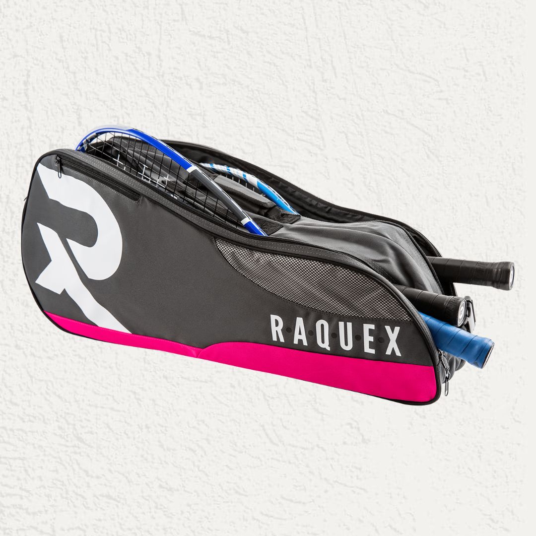 Padel and tennis racquets inside a raquex racket bag