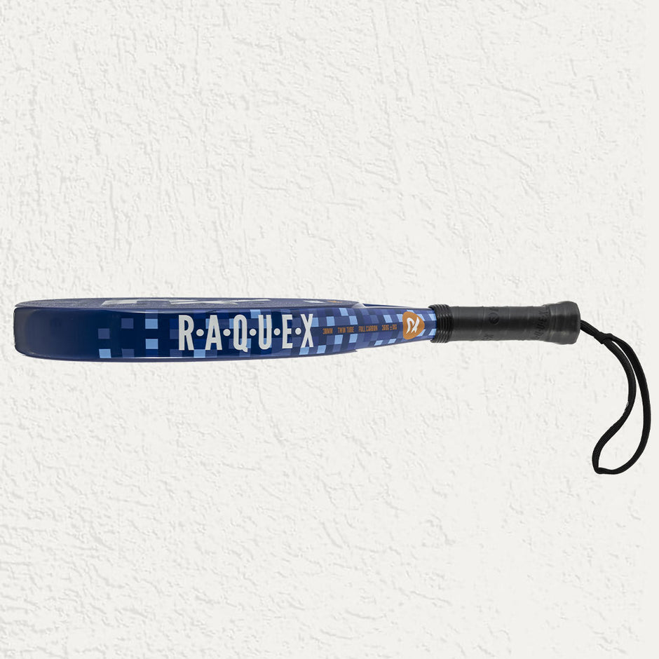 Side branding on the Raquex Eclipse Padel Racquet