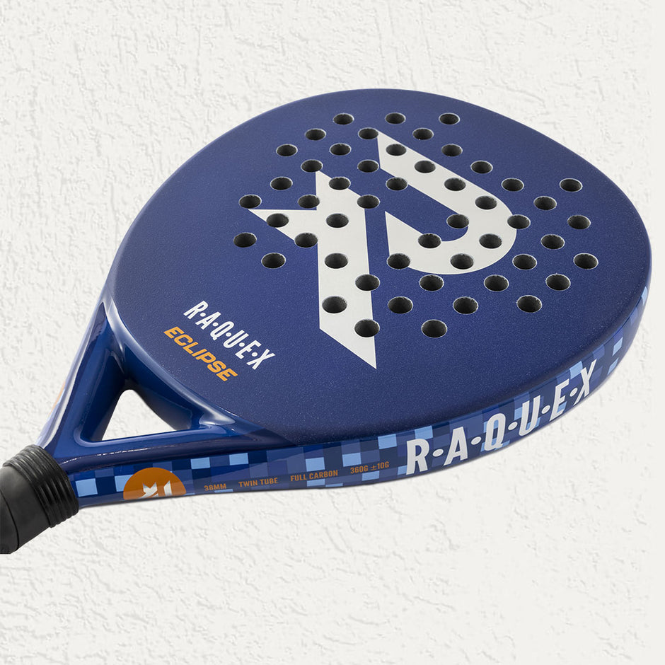Hitting surface on the Raquex Eclipse Padel Racquet
