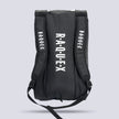 Rear of the Raquex Elevate Tour racquet bag showing the padded backpack shoulder straps