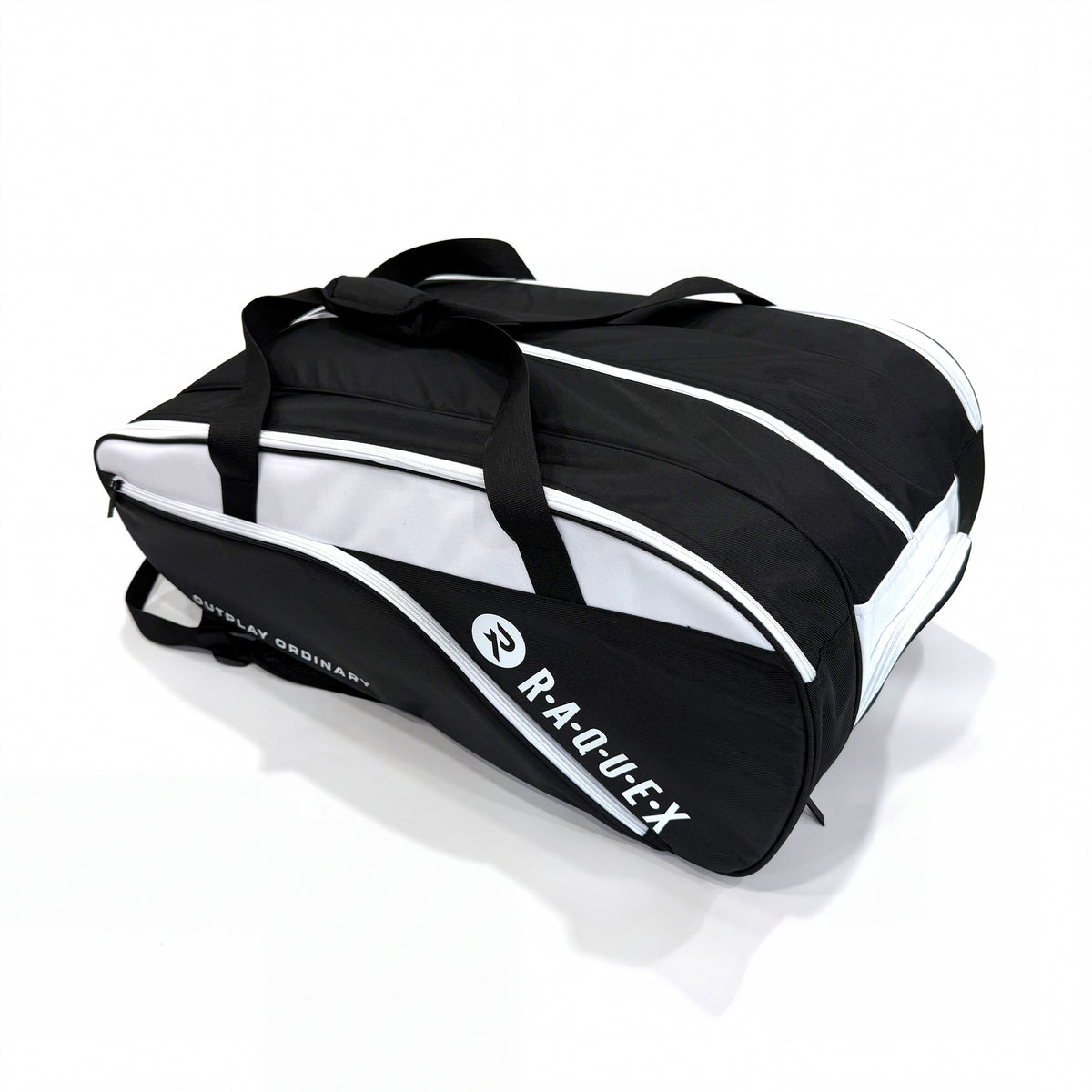 Raquex Elevate Tour racquet bag three quarter view with twin carry handles