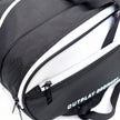 Branded Raquex zip pull and white lined interior on the Elevate Tour bag