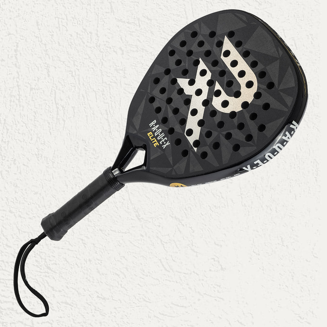 Raquex Elite Padel Racquet in Black with yellow elite branding