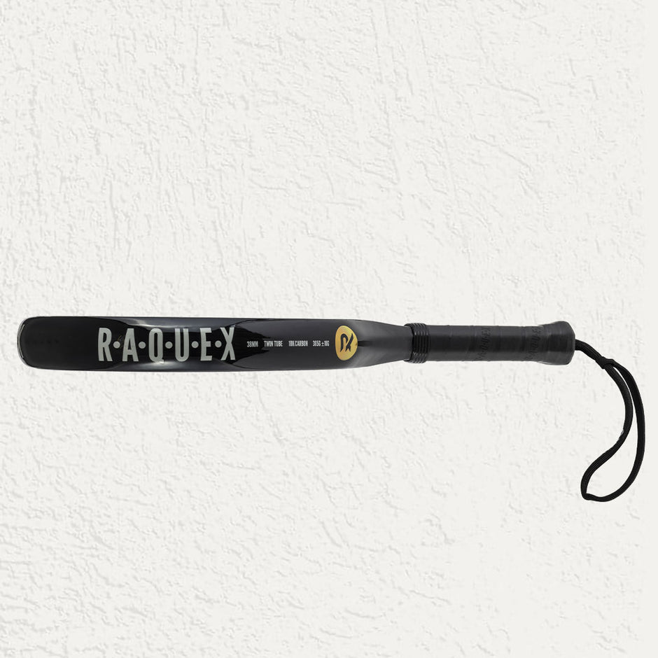 Side view of the Raquex Elite Padel Racquet in Black