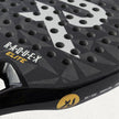 Aerodynamic holes on the Raquex Elite Padel Racquet in Black