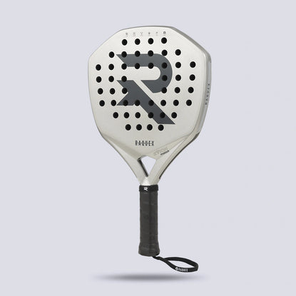 Raquex Evion Match padel racquet in silver, front view