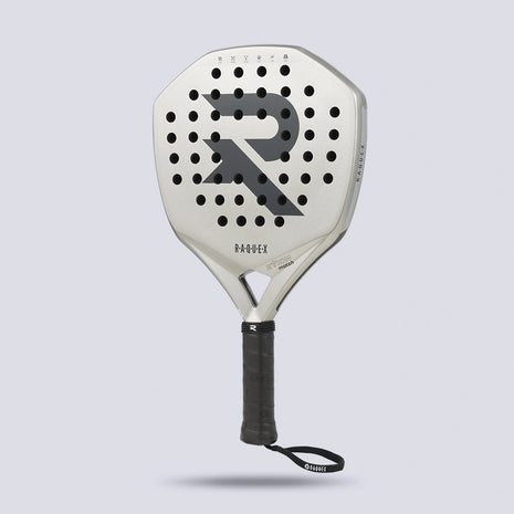 Raquex Evion Match padel racquet in silver, front view