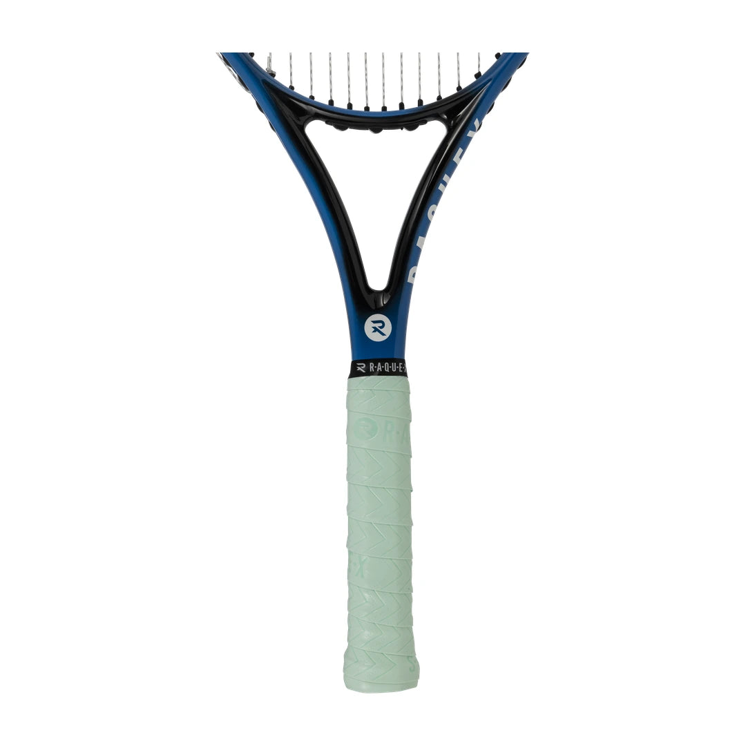 Mint green Raquex Evolve Pro overgrip fitted to a racquet handle