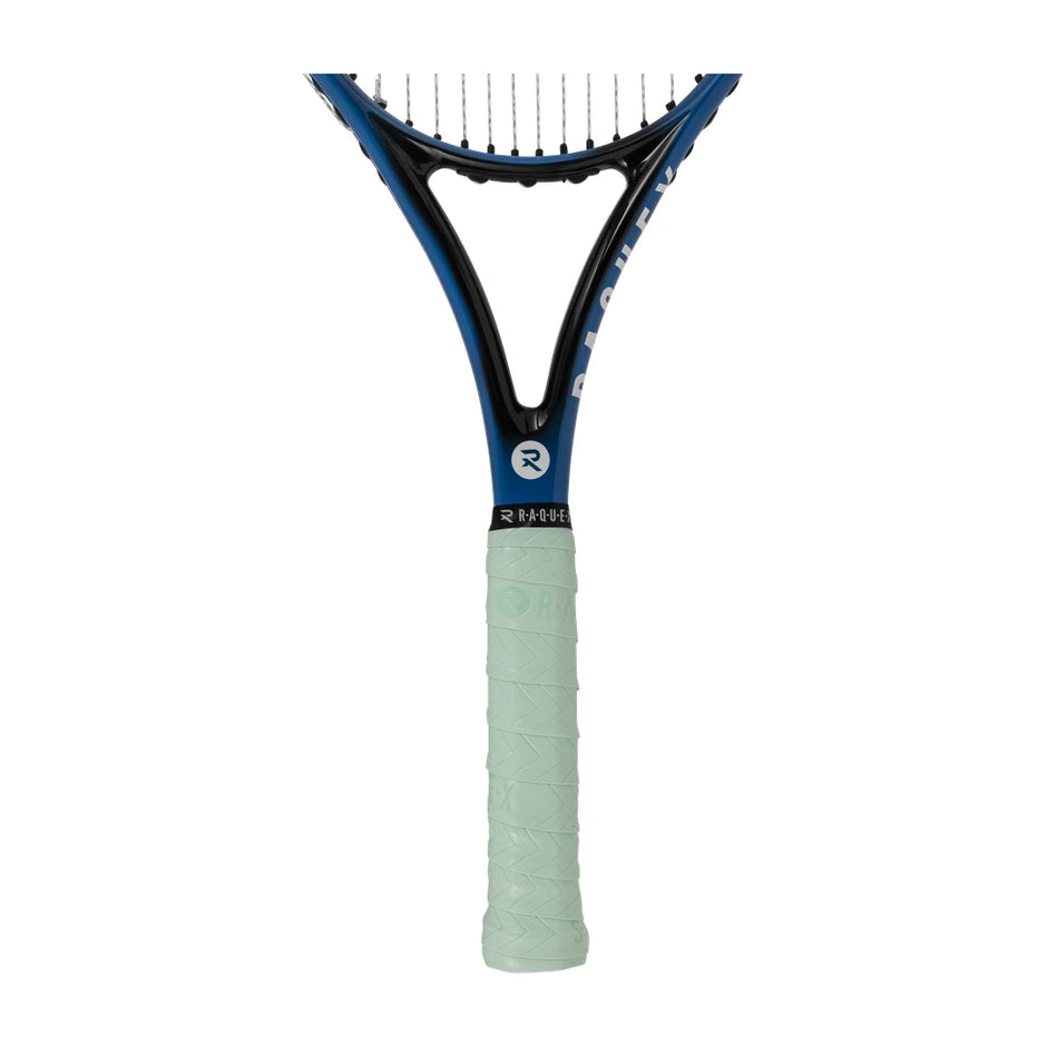 Mint green Raquex Evolve Pro overgrip fitted to a racquet handle