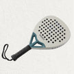 Raquex padel racquet in white with black grip and wrist strap
