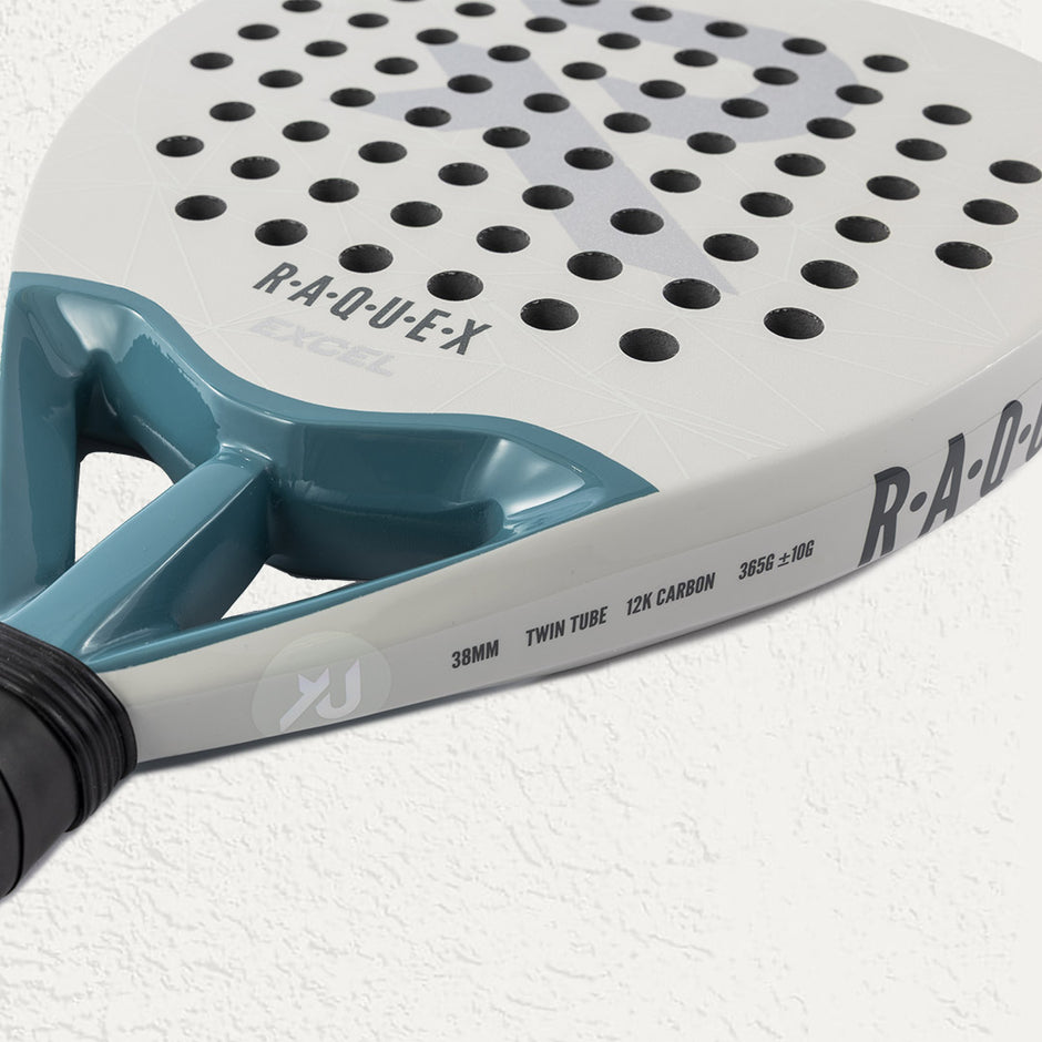 grip and neck an the Raquex padel racquet in white