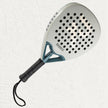 Raquex padel racquet in white with black grip and safety wrist strap