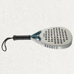 Raquex padel racquet in white with raquex logo to the side 