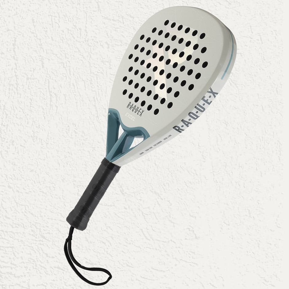Raquex padel racquet in white with black grip
