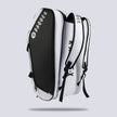 White Raquex Execute Tour padel bag stood upright, showing depth and the shoulder strap fixings
