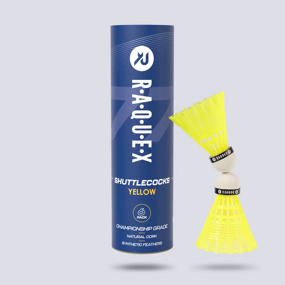 Raquex Shuttlecocks – Yellow or White, 3 Speeds, Tube of 6