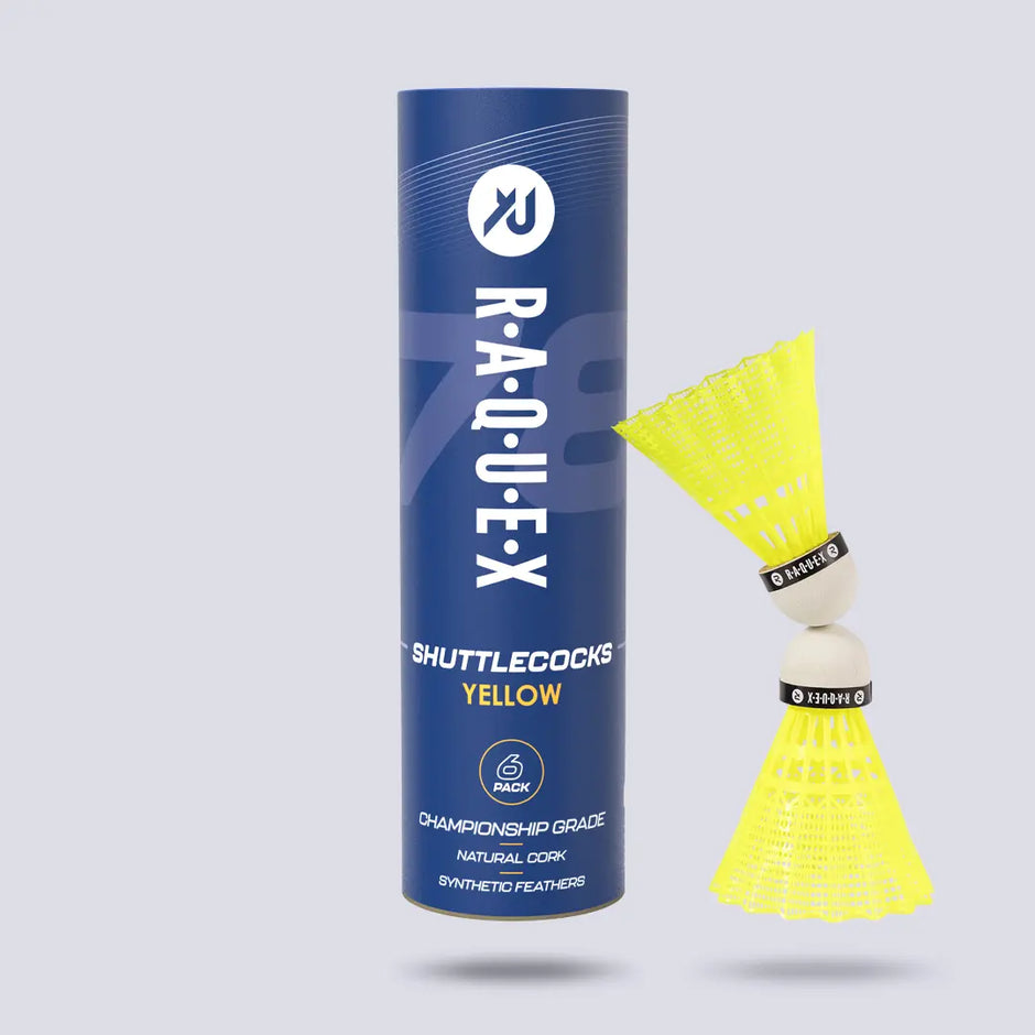 Raquex Shuttlecocks – Yellow or White, 3 Speeds, Tube of 6
