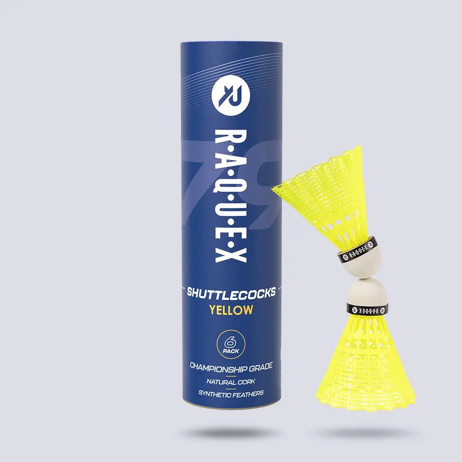 Raquex Shuttlecocks – Yellow or White, 3 Speeds, Tube of 6