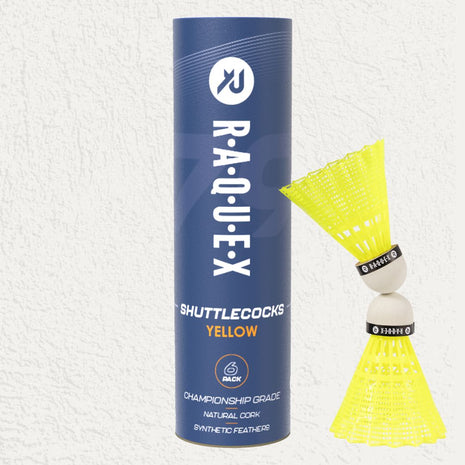 Raquex Shuttlecocks – Yellow or White, Tube of 6, 3 Speeds