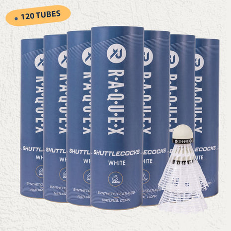 Raquex Shuttlecocks – Yellow or White, Tube of 6, 77 Speed – 120 Tubes