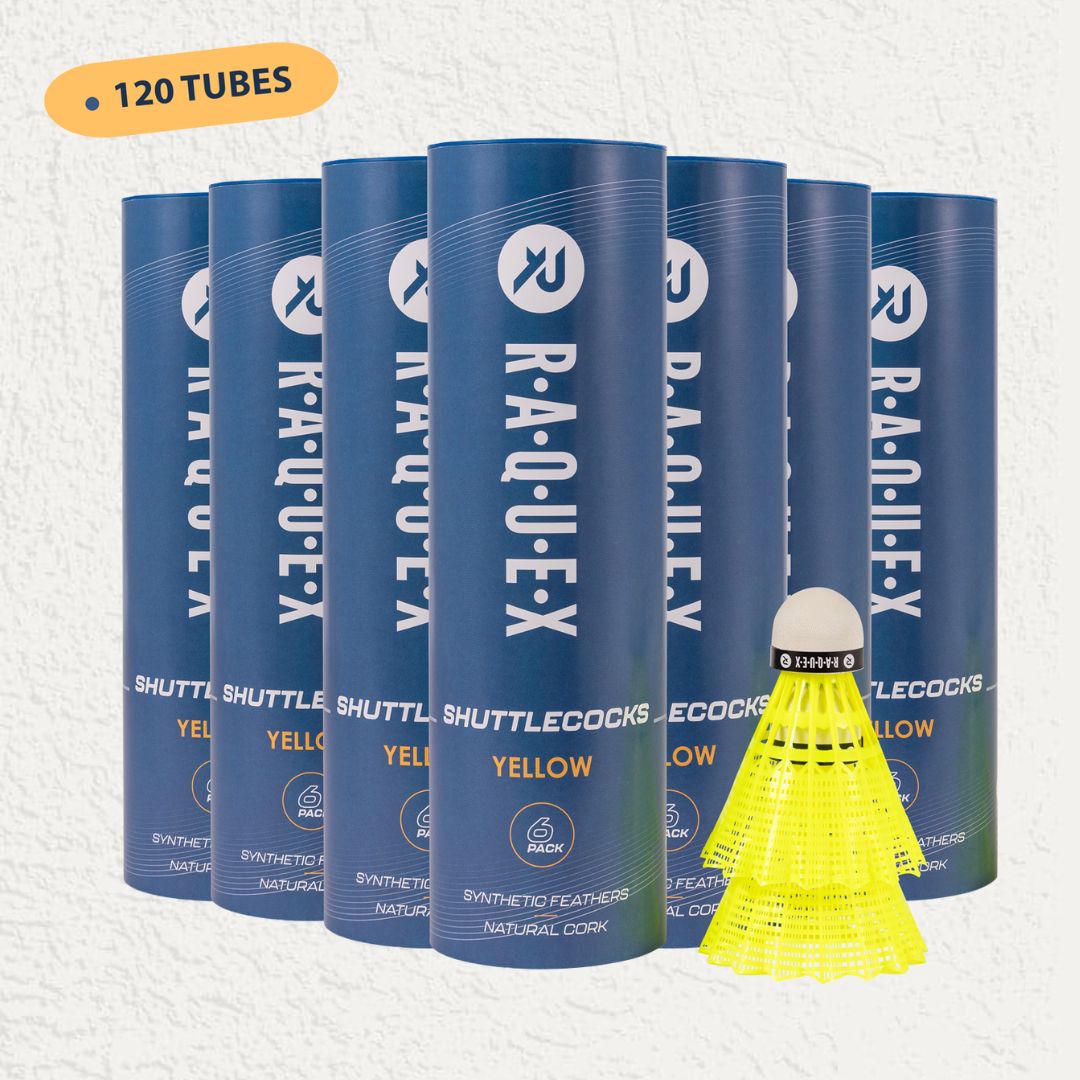 Volants Raquex – Jaune ou Blanc, Tube de 6, 77 Vitesses – 120 Tubes