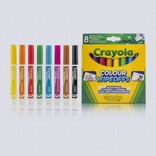 Crayola Colour Wipeoff markers 8 pack with all eight markers laid out beside the box
