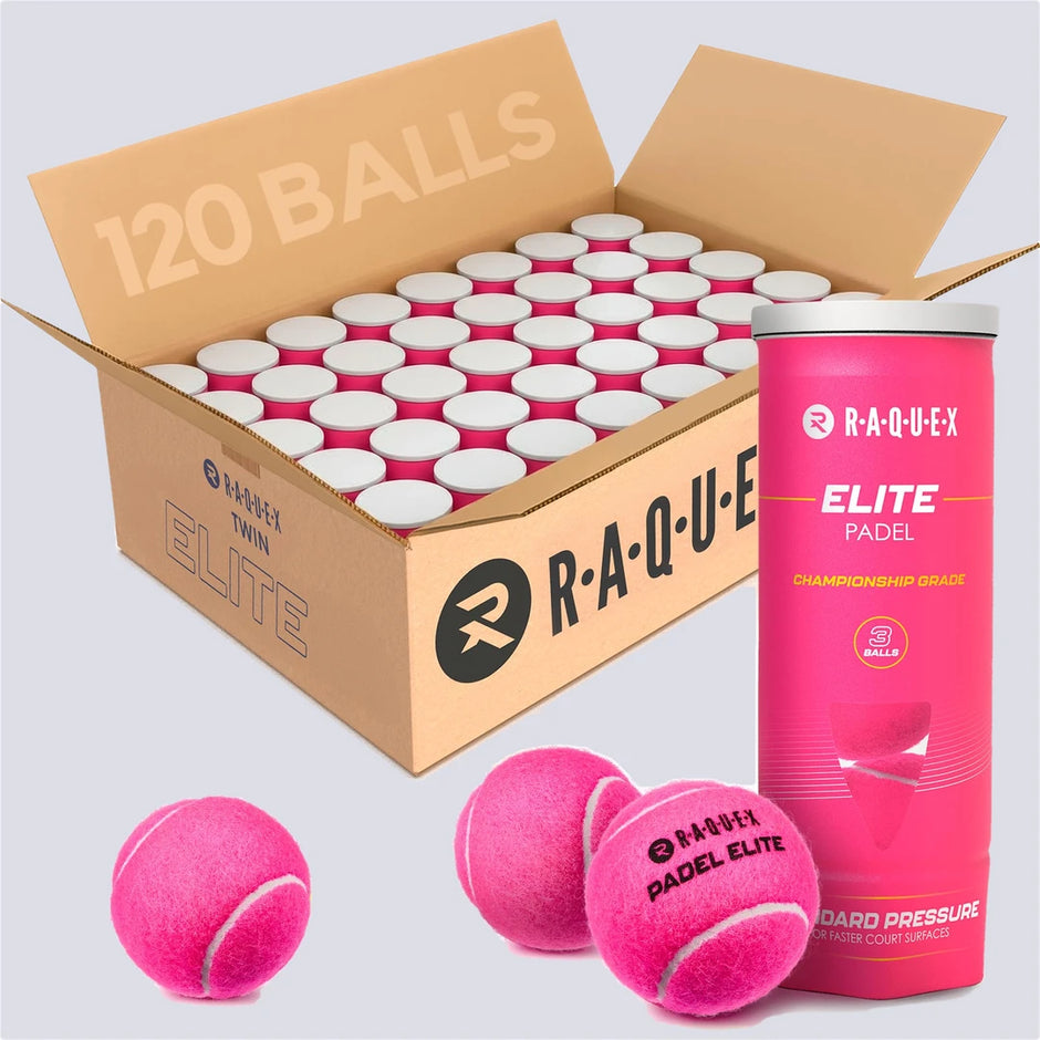 Raquex Elite Pink Padel Balls bulk box of 40 tubes
