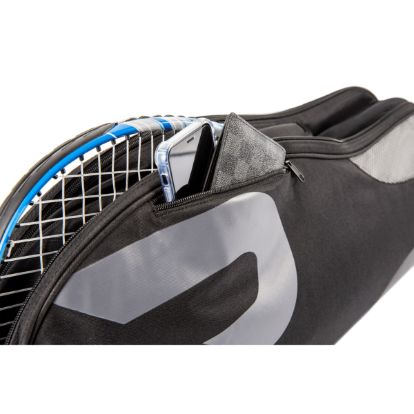 a Raquex racquet bag complete with phone and wallet pocket as well as shoulder strap