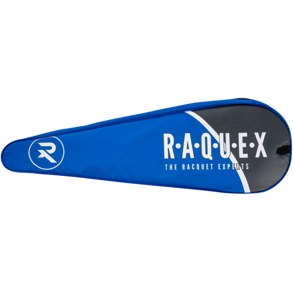 Squash racquet cover in blue and black