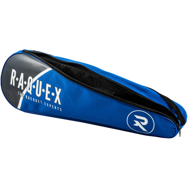 Tennis racquet cover in blue and black