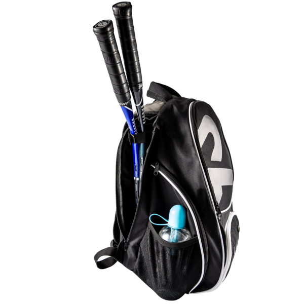 Raquex black racquet backpack with bottle holder and space for the multiple racquets inside
