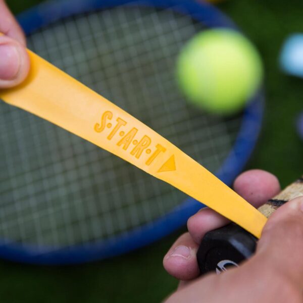 Yellow tennis racquet grip tape