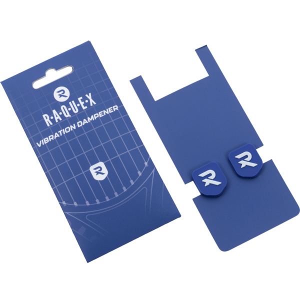 blue Raquex tennis string dampeners pair with packaging