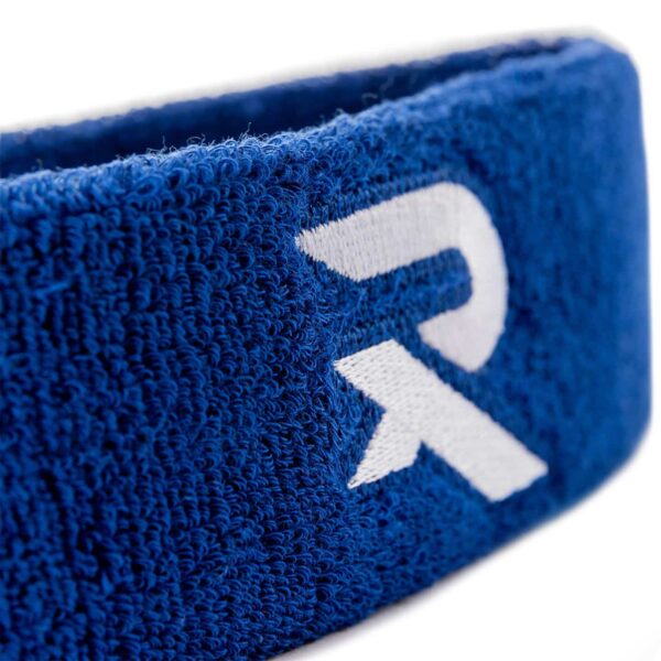 Blue sweatband headband, suitable for all racquet sports and in the gym