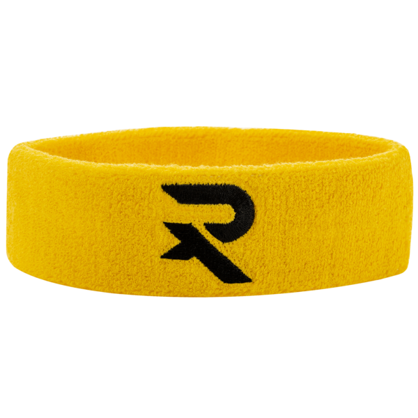 Yellow sweatband headband, suitable for all racquet sports and in the gym